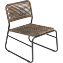 Patio Furniture Set 3 Piece Mixture Pattern PE Rattan Steel Frame And Modern Round Table, Brown and Black
