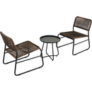 Patio Furniture Set 3 Piece Mixture Pattern PE Rattan Steel Frame And Modern Round Table, Brown and Black