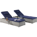 OUTDOOR SOFA PE RATTAN FURNITURE DECK CHAIR GRAY RATTAN