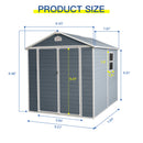 6 ft x 8 ft Resin Outdoor Storage, Plastic Garden Sheds with Floor and Lockable Door for Backyard, Lawn, Grey (W540S00021)