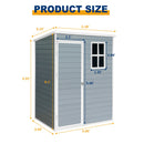 5ft x 3ft Resin Outdoor Storage Shed Plastic Garden Sheds with Floor and Lockable Door for Backyard, Lawn, Grey (W540S00019)