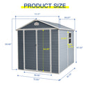 6 ft x 8 ft Resin Outdoor Storage, Plastic Garden Sheds with Floor and Lockable Door for Backyard, Lawn, Grey (W540S00021)