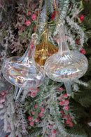 White Twisted Spire Christmas Glass Ornament Wizardi F07M10-10
