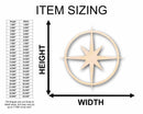 Unfinished Wood Compass Rose Star Sharp Six Point Star Silhouette - Craft- up to 46" DIY