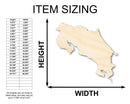Unfinished Wood Costa Rica Country Shape - Central America Craft - up to 46" DIY