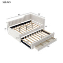 Full Size Upholstered Daybed with Trundle and Three Drawers, Beige