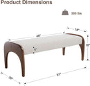 51-Inch Wide Ottoman Bench Beige Sherpa Upholstery