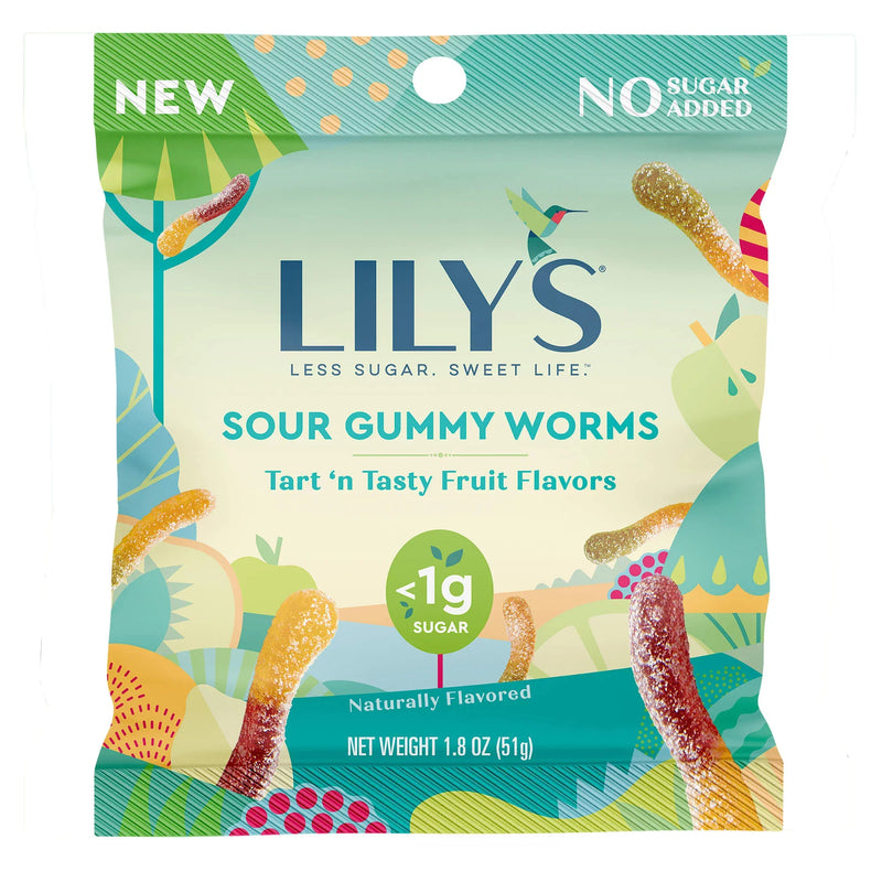 Lily's Sour Fruit Gummy Worms, 1.8oz (Pack of 12)