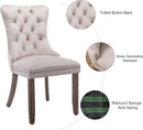 Beige Velvet Tufted Dining Chairs 4 Pack With Nailhead Trim