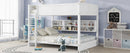 Queen Over Queen Bunk Bed with Built-in Storage Cabinets,Charging Station,Ladder,Safety Guardrails,Solid Pine Wood Bunk Bed,White