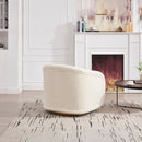 Swivel Accent Chair, 360-degree Swivel Barrel Chair with Teddy Upholstery, Comfy Pumpkin-Shaped Swivel Chair for Living Room, Bedroom, or Office