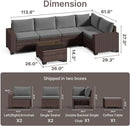 Outdoor 6-Piece Wicker Sectional Sofa Set with Cushions