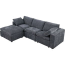 Modular Sectional Sofa, Convertible Sofa Couch, Modular Sectionals with Ottomans, 4Seat Sofa Couch with Reversible Chaise for Living Room. Chenille Grey