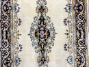 Persian Kirman Rug 4x7, Wool Hand Knotted Antique Carpet, Beige, Semi Open Field Medallion Rug, Traditional Handmade Oriental Rug