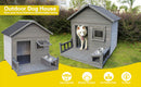 Large balcony doghouse, 44.2' long x 44.6' wide x 44.6' high solid wood asphalt roof dog house for large dogs with large terrace, weatherproof large dog house,Complimentary a good cleaning mat