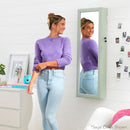 LED Mirror Jewelry Cabinet Lockable Espresso Armoire