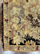 Antique French Tapestry 6x5 ft, European Handmade Wool Aubusson Weave Vintage Tapestry