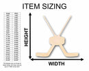 Unfinished Wood Goalie Hockey Sticks Pair with Puck Silhouette - Craft- up to 46" DIY