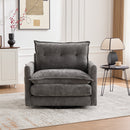 UNITED WE WIN Swivel Barrel Chair - Mid Century Modern Chair, Thick Padded Arm Chair with Solid Metal Base, Comfortable Single Sofa Chair, Swivel Accent Chair for Living Room Bedroom