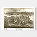 Vintage Map of San Diego, California 1880