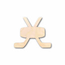 Unfinished Wood Hockey Sticks Pair with Puck Silhouette - Craft- up to 46" DIY