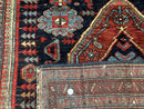Antique Persian Bidjar Rug 5x6, Navy Blue and Red, Persian Tribal Rug