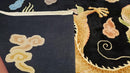 Rare Antique Chinese Art Deco Rug 6x9 with Dragon, Black Chinese Carpet 6 x 9, Hand Knotted Wool Area Rug