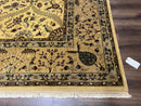 Indo Persian Mahal Rug 10x14, Wool Hand Knotted Oriental Carpet, Cream Floral Allover, Vintage Area Rug 10 x 14, Traditional Rug, Handmade