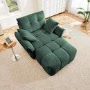 Ergonomic Single Seater Sofa with Ottoman, High-Resilience Support Cushions, Modern Lounge Chair, Green Chenille
