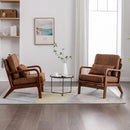 Brown Microfiber Midcentury Modern Accent Chair Set