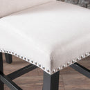 25' Contemporary Upholstered Counter Stools with Nailhead Trim (Set of 2), Wheat/Matte Black, Fabric