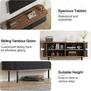 47 Inch Black TV Stand With Sliding Doors And Storage