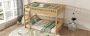 Queen over Queen Bunk Bed with Ladder and Guardrails, Natural