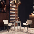 Mid-Century Modern Dining Chair - 360° Swivel, PU Leather, Ergonomic Design, Beige Upholstery, Bentwood Frame, Set of 2