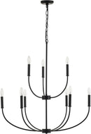 Nine Light Black Chandelier For Entryway Modern Farmhouse