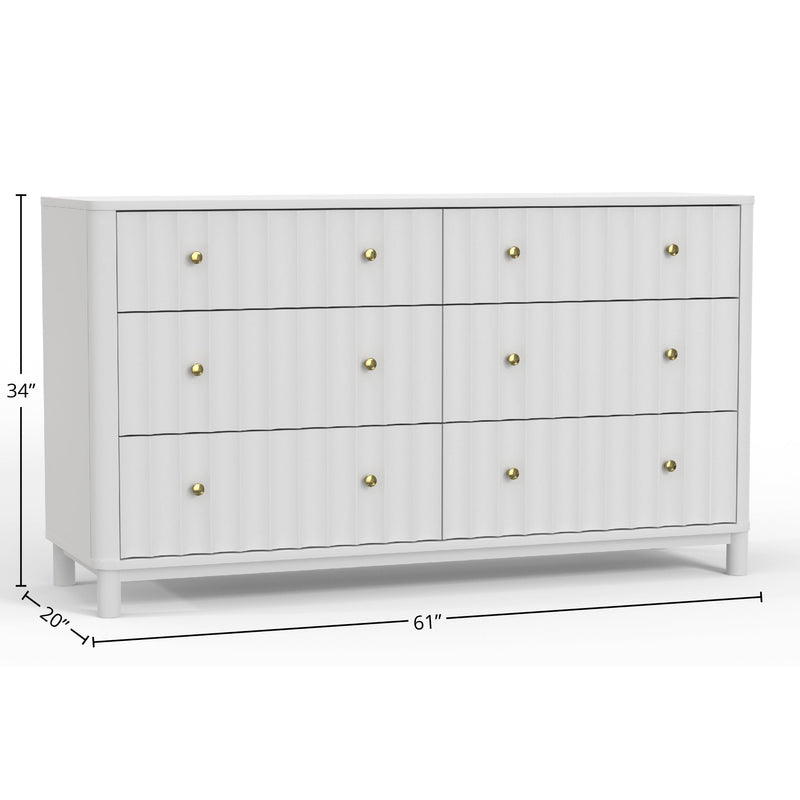 Stapleton Six Drawer Dresser, White