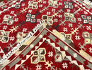 Indian Kilim Rug 6x6, Square Kilim Flatweave Carpet, Vintage Handmade Wool Rug, Red