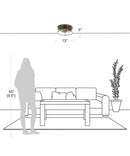 Alsy 13"W 2-Light Brushed Gold with Black Marbled Base Flush Mount Light Fixture