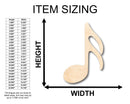 Unfinished Wood Sixteenth Note Music Art Shape - Craft - up to 46" DIY