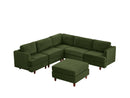 Modern Modular Sectional couch,6 Seaters Sleeper Sofa Upholstered Corduroy Free Combination Sofa(Green)