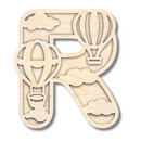 Unfinished Wood Layered Themed Letters | Clouds & Hot Air Balloons | A-Z | 2 Piece | up to 24"