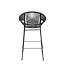 Ferrara Outdoor Patio Barstool Set of 2, Black Faux Wicker PE Rattan with Iron Frame