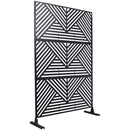 Outdoor & Indoor Privacy Screen Metal Privacy Screen 76' H×48' W, Freestanding Decorative Privacy Screen for Deck Balcony Patio, Privacy Fence Panels for Outside Lawn Garden PS101 BLACK