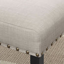 Tan Fabric Dining Chairs With Nailhead Trim Set Of 2