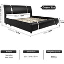 Queen Faux Leather Bed Frame With Adjustable Headboard