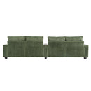 Modern 4-Seater Corduroy Sofa with USB Ports, Hidden Storage Arms, Flip-Top Cup Holders, Green, 133'