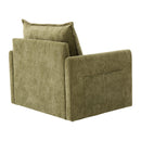 UNITED WE WIN Swivel Barrel Chair - Mid Century Modern Chair, Thick Padded Arm Chair with Solid Metal Base, Comfortable Single Sofa Chair, Swivel Accent Chair for Living Room Bedroom