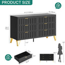 Fluted Stainlesssteel Dresser Six Drawer Black Mattefinish