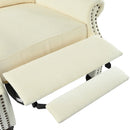 Upholstered Push Back Recliner Chair with Classic Wing Back, Beige Chenille, 29.75'