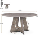 47 Inch Round Farmhouse Dining Table Grey For Four